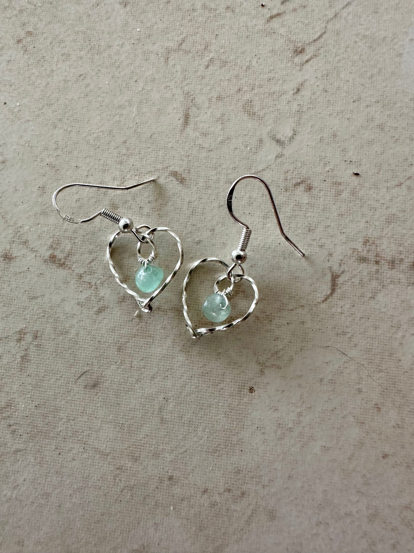 Aventurine heart earrings