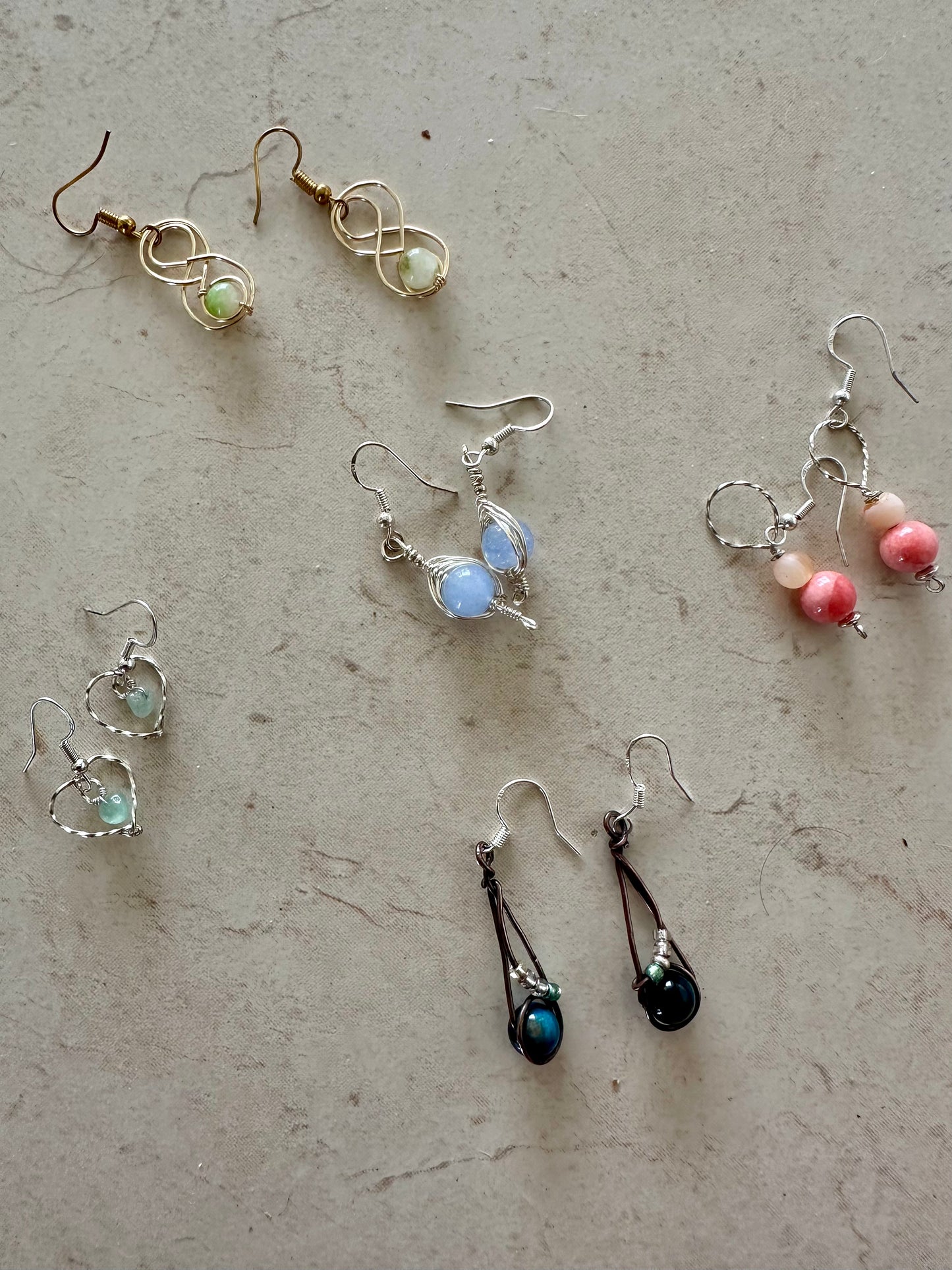 Blue Agate aged copper earrings
