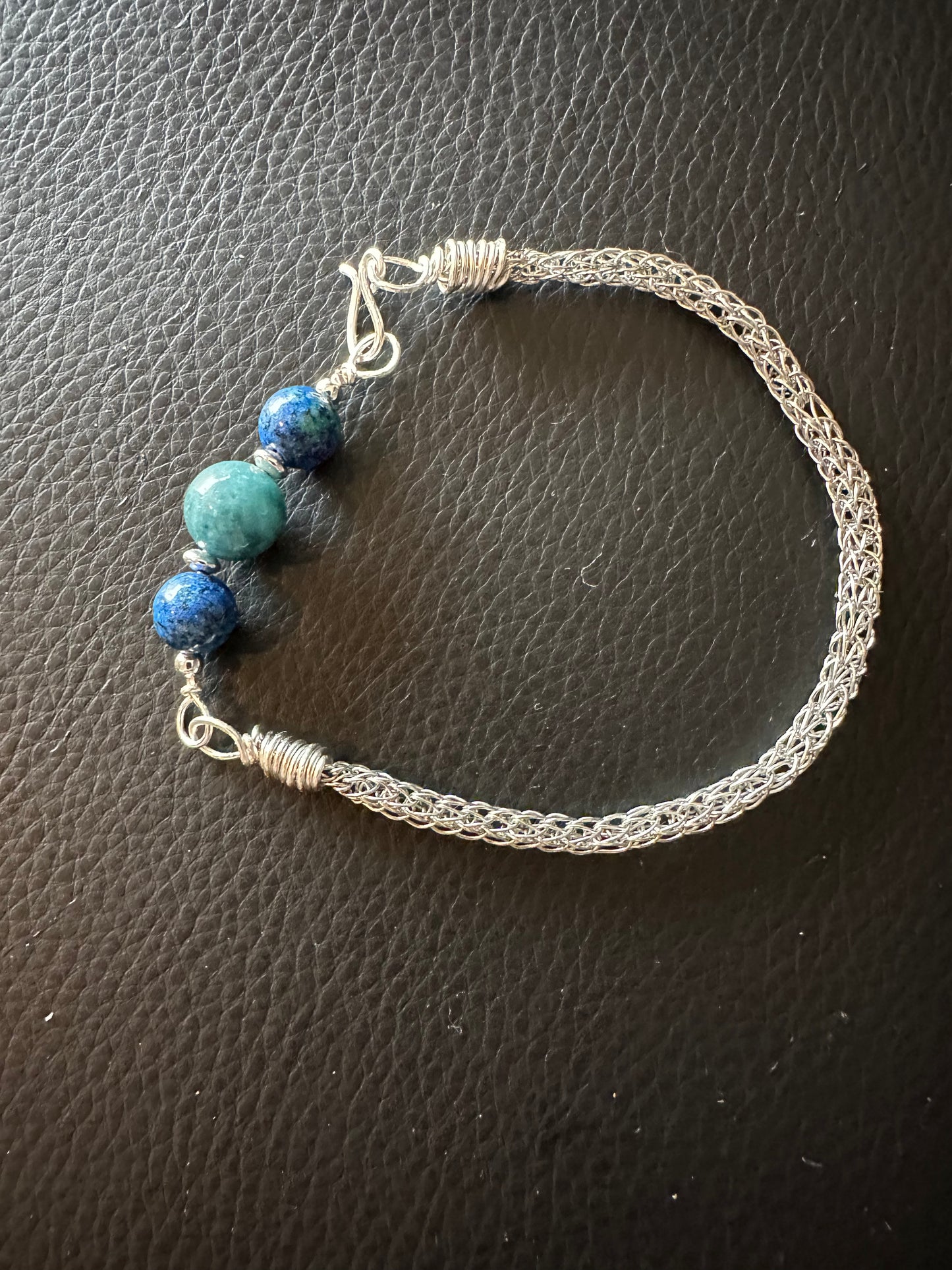 Unique Viking Weave Bracelet with Stunning Blue Stone Beads - Gift for Her