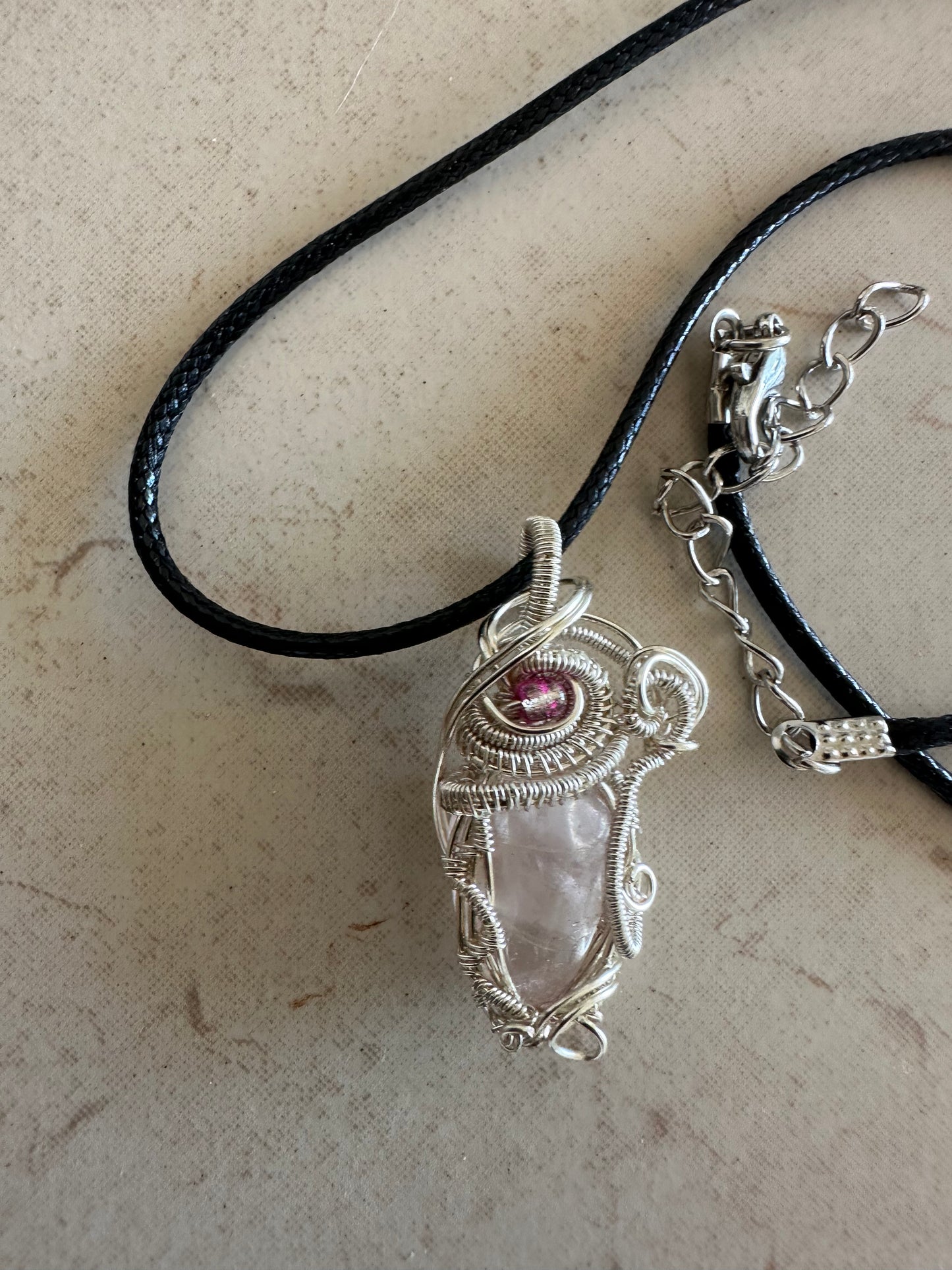 Handcrafted Pale Rose Quartz Necklace with Pink Accent Bead - Crystal Lover's Dream