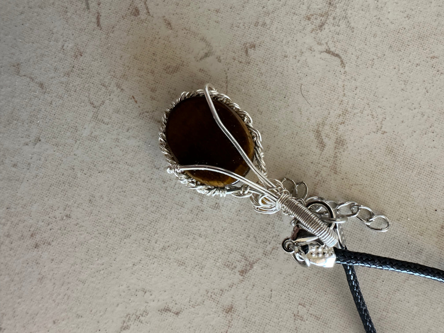 Tigers Eye Pendant with Unique Wire Wrap - Handcrafted Gift