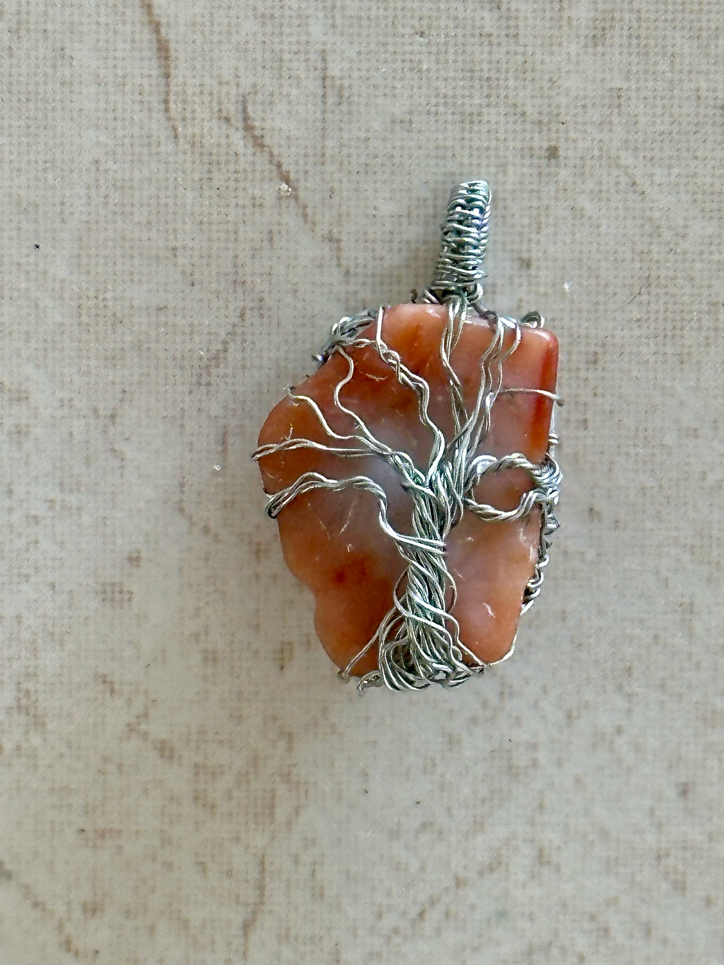 Beautiful Carnelian Crystal Tree of Life Pendant - Handcrafted Wire Wrap