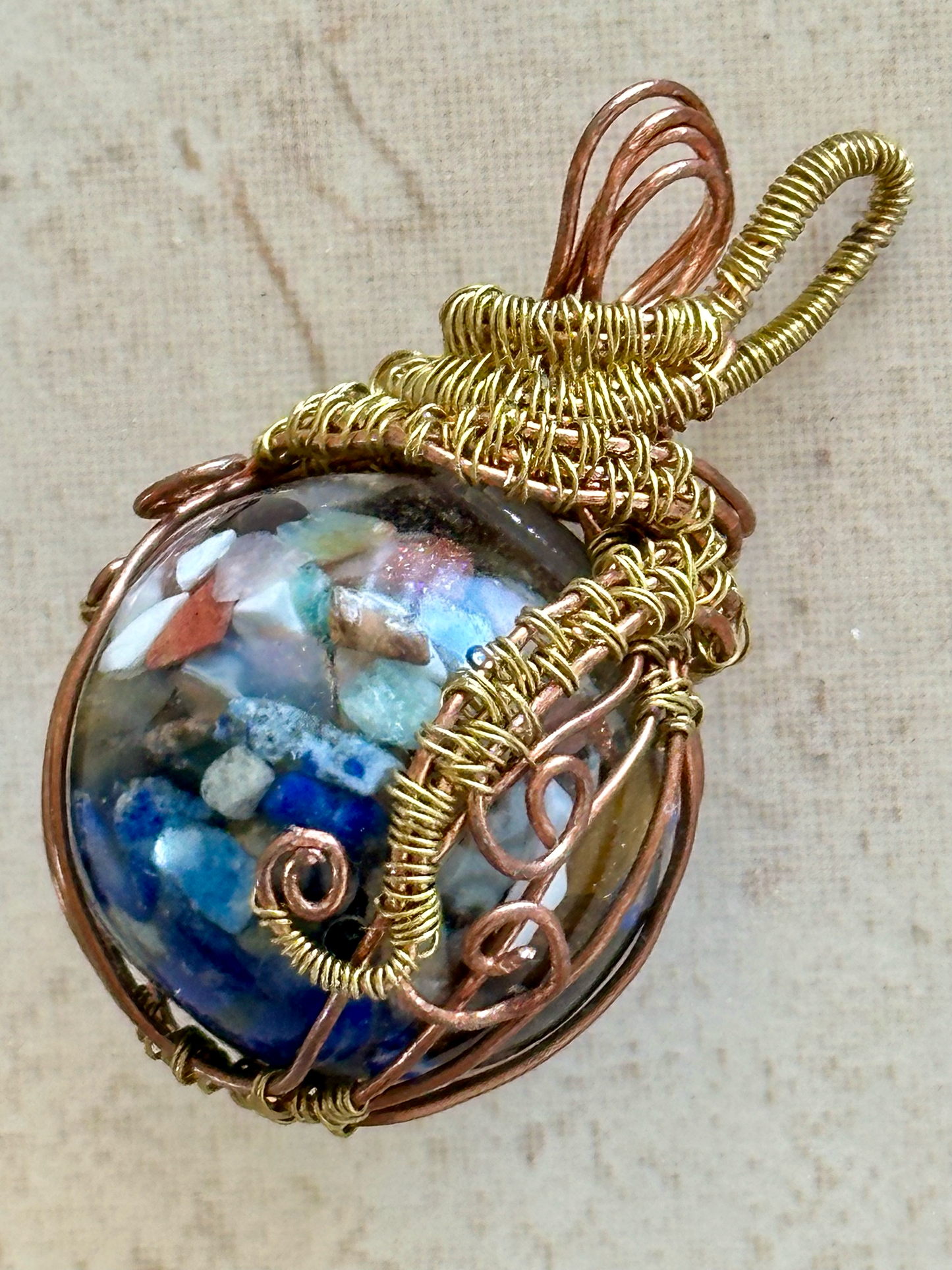 Unique Crystal Pebble Chip Resin Pendant - Wearable Art with a Touch of Sparkle