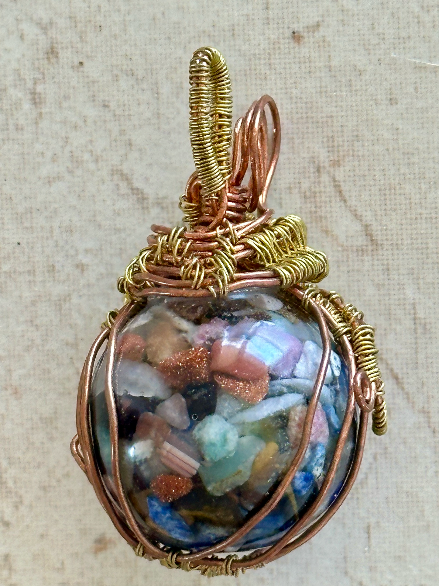 Unique Crystal Pebble Chip Resin Pendant - Wearable Art with a Touch of Sparkle