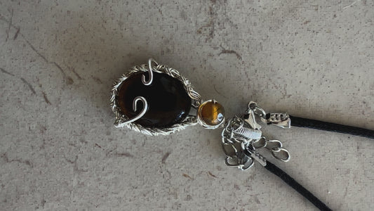 Tigers Eye Pendant with Unique Wire Wrap - Handcrafted Gift